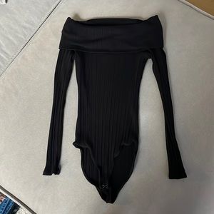 Off-the-shoulder Black Bodysuit
